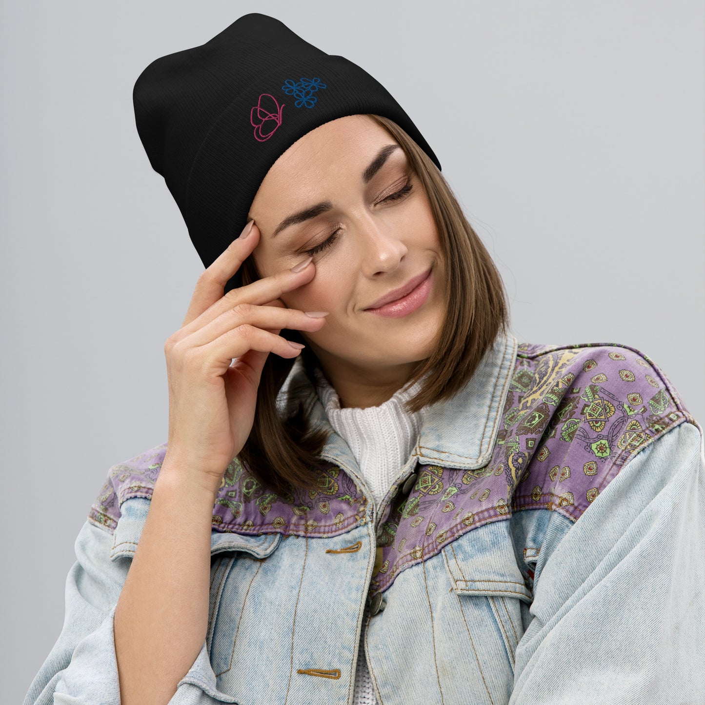 Butterfly Embroidered Beanie (NS042)