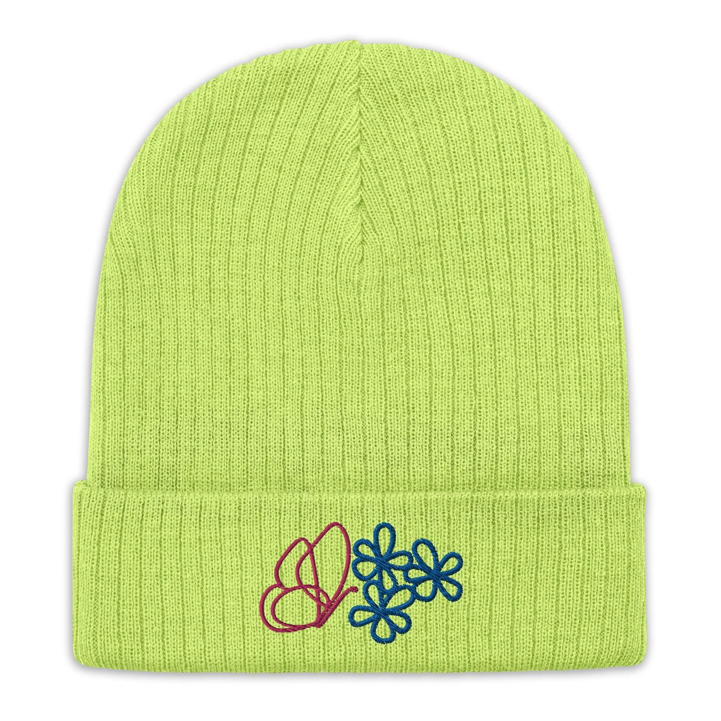 Butterfly Ribbed Knit Beanie (NS054)